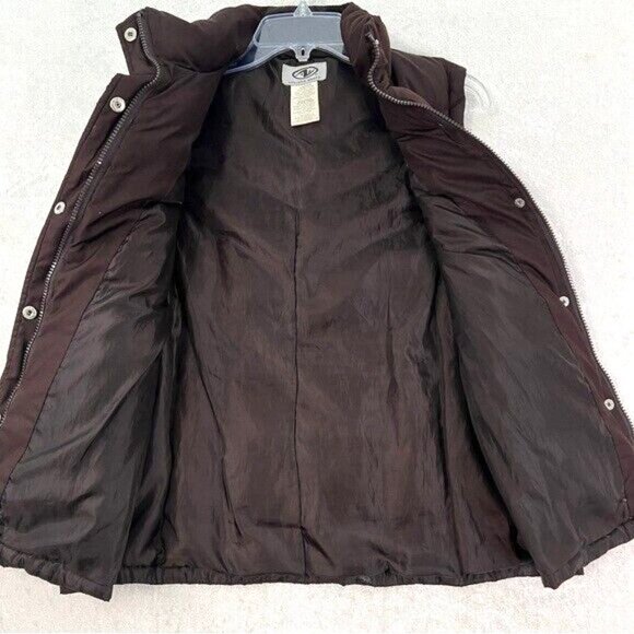 ATHLETIC WORKS Down Puffer Vest Womens L Darkest Brown Front Zip Pockets Hiking - Picture 5 of 15